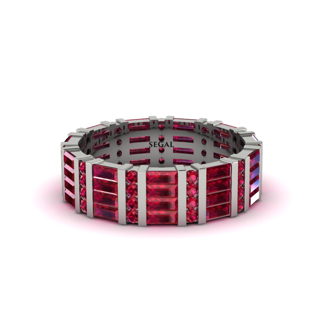 Baguette Ruby Eternity Wedding Band - Keegan No. 12