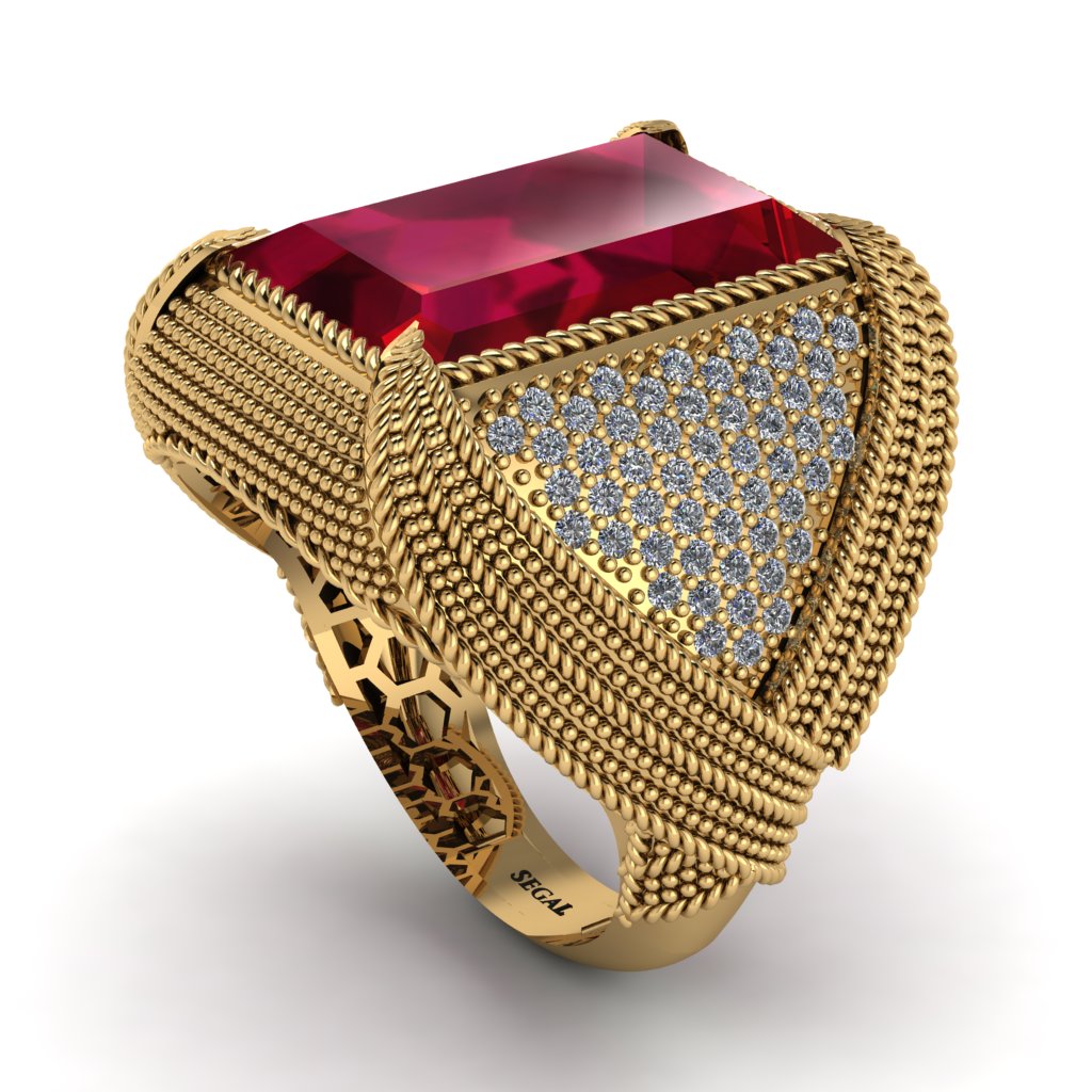 Baguette Ruby Majestic Men's Fashion Ring - Flynn No. 10