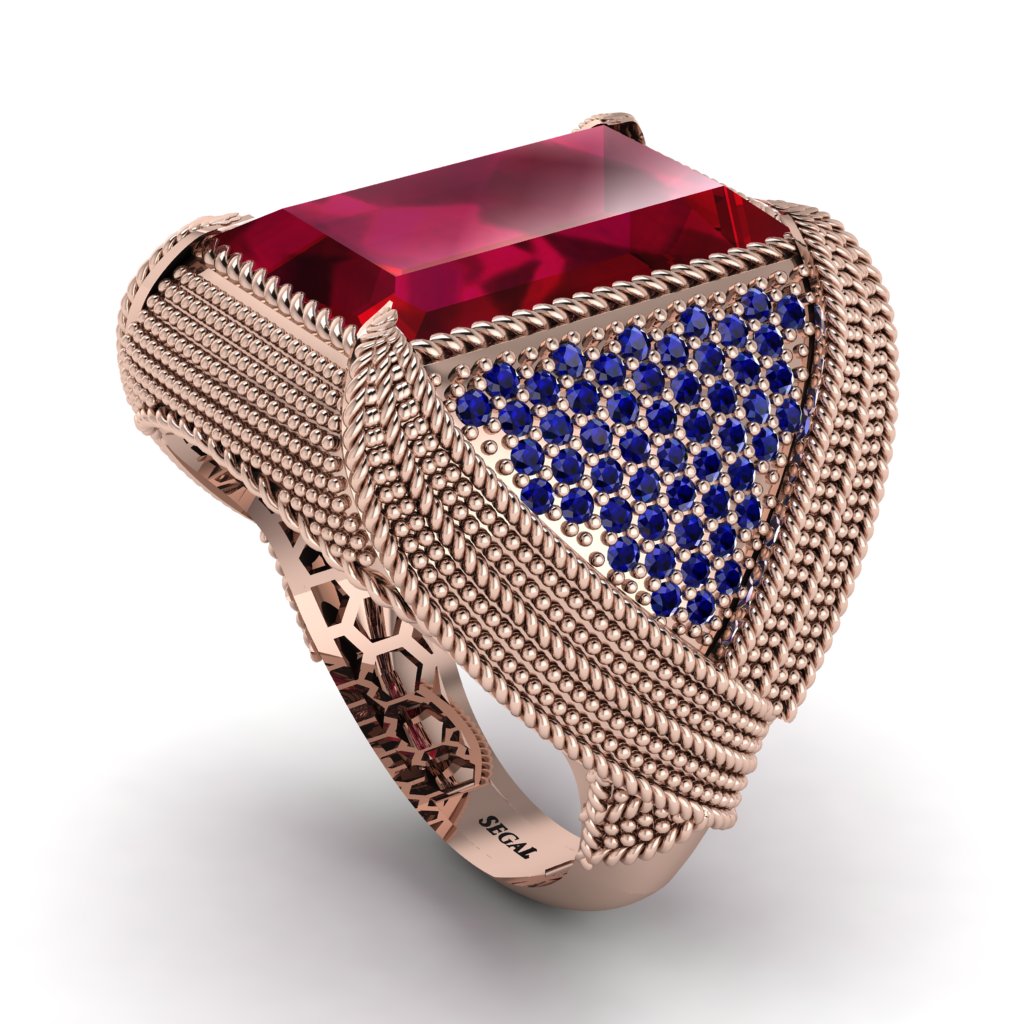 Baguette Ruby Majestic Men's Fashion Ring - Flynn No. 71
