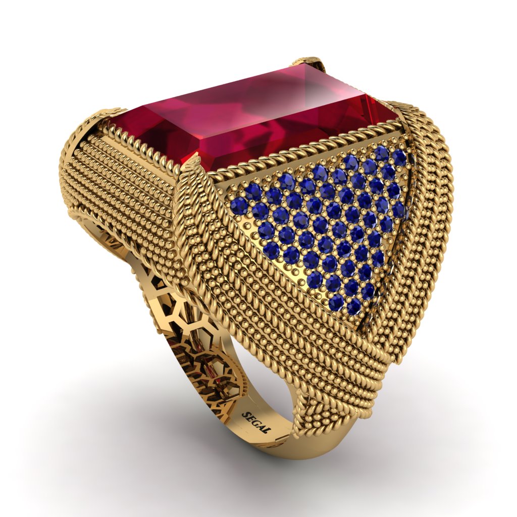Baguette Ruby Majestic Men's Fashion Ring - Flynn No. 70