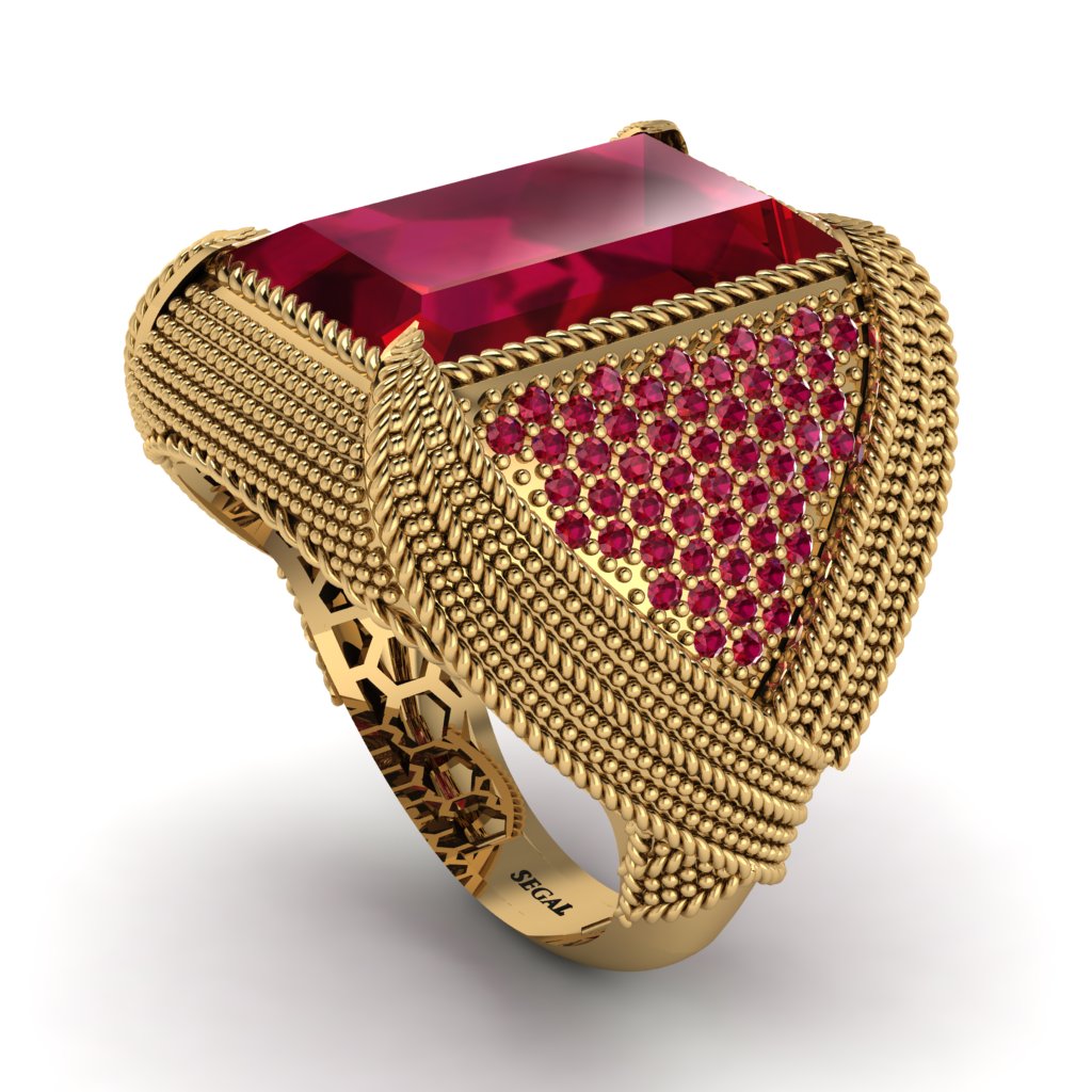 Baguette Ruby Majestic Men's Fashion Ring - Flynn No. 55