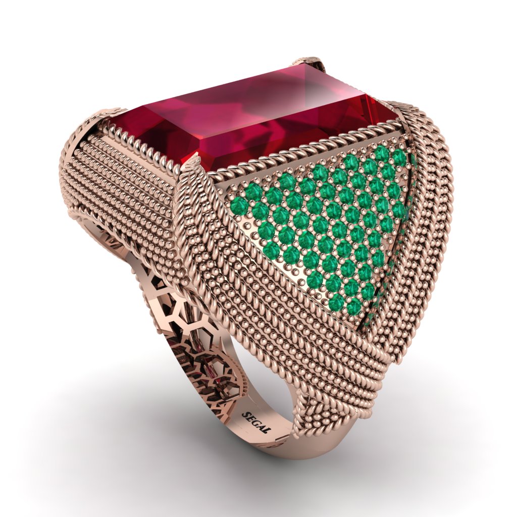 Baguette Ruby Majestic Men's Fashion Ring - Flynn No. 26