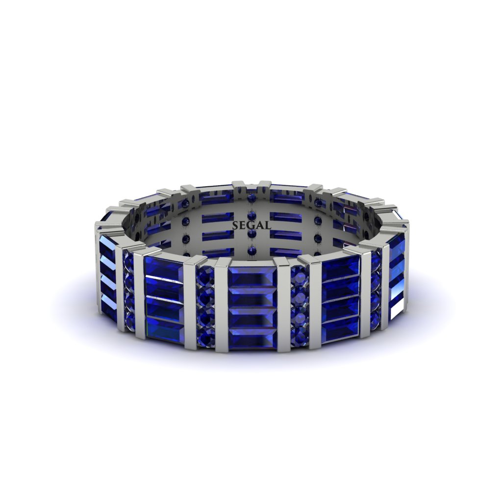 Baguette Sapphire Eternity Wedding Band - Keegan No. 15