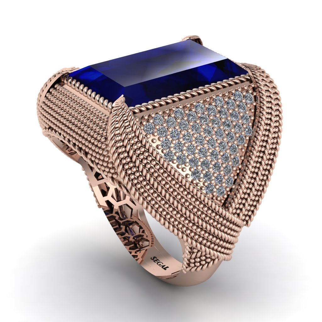 Baguette Sapphire Majestic Men's Fashion Ring - Flynn No. 14