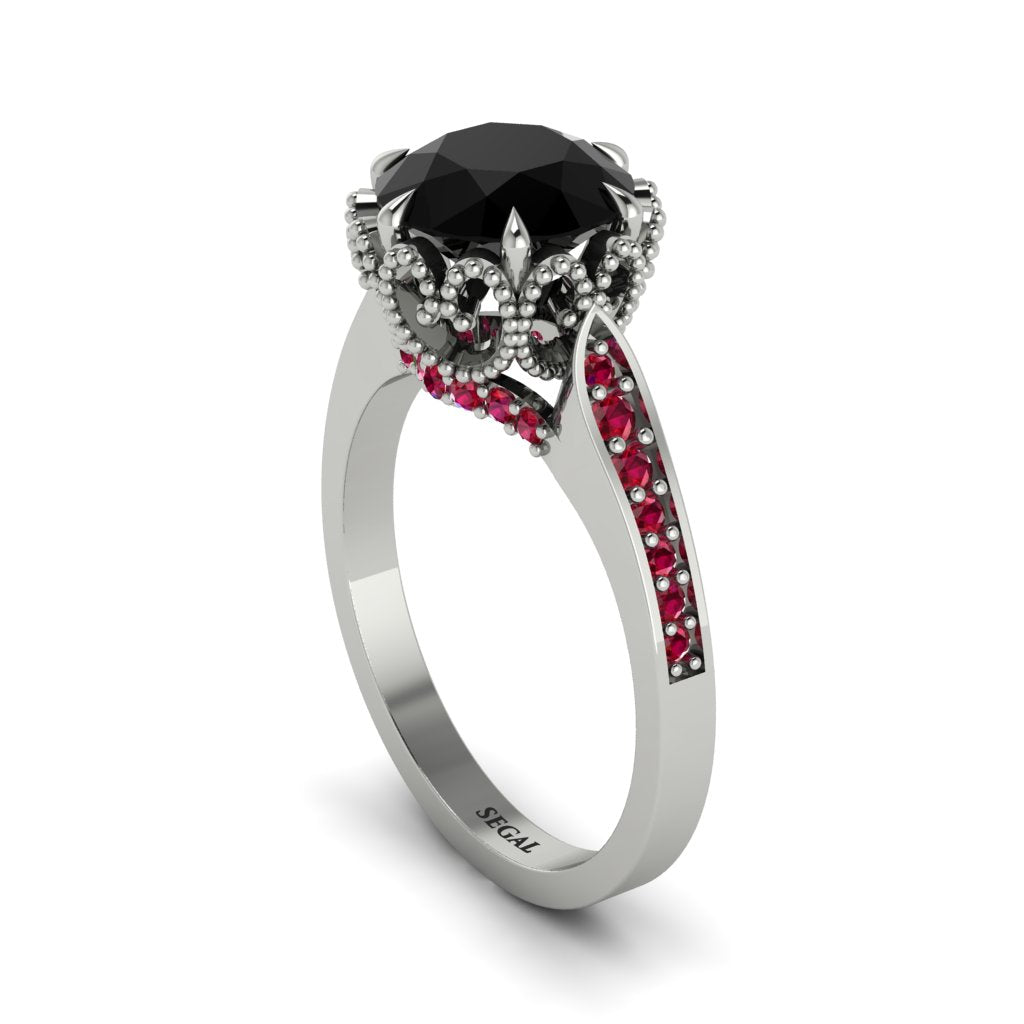 Black Diamond Milgrain Engagement Ring - Yara No. 54