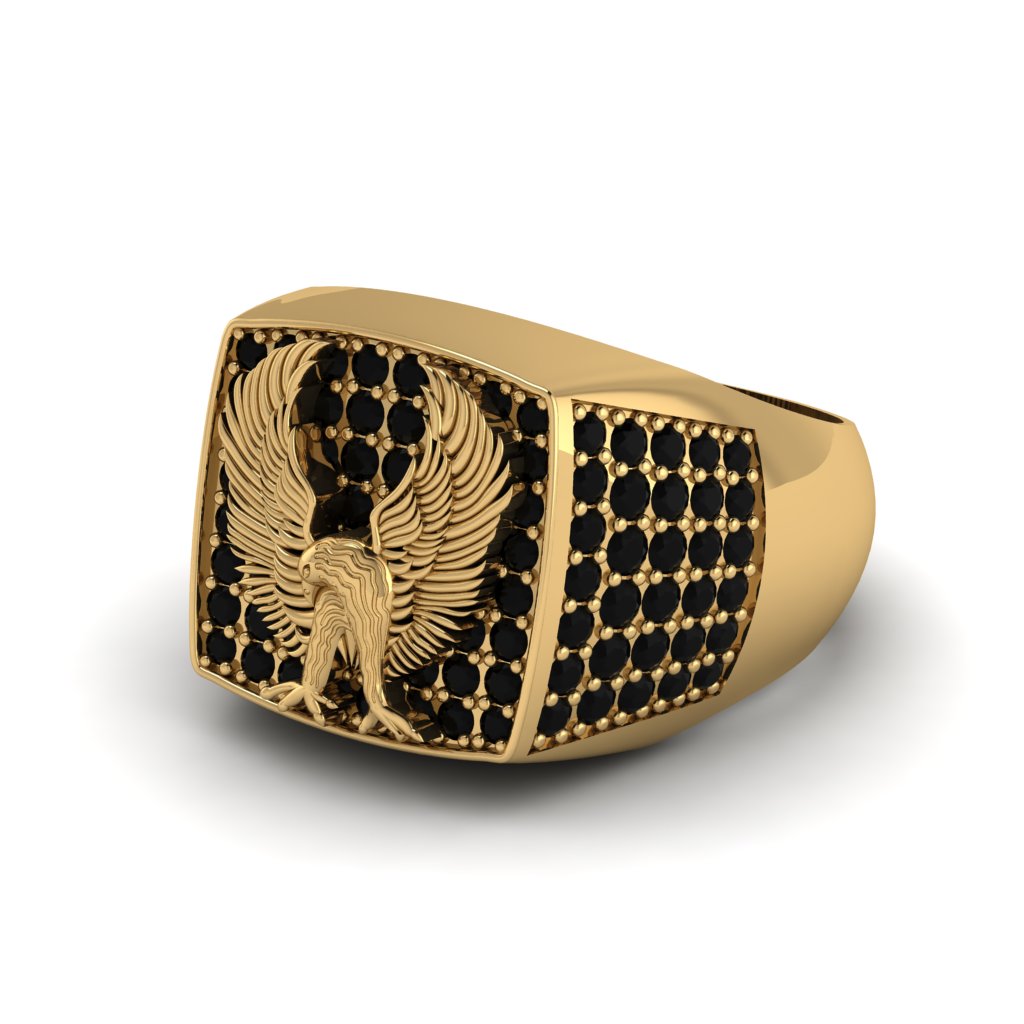 Black Diamonds Luxury Gold Eagle Ring - Sutton No. 7