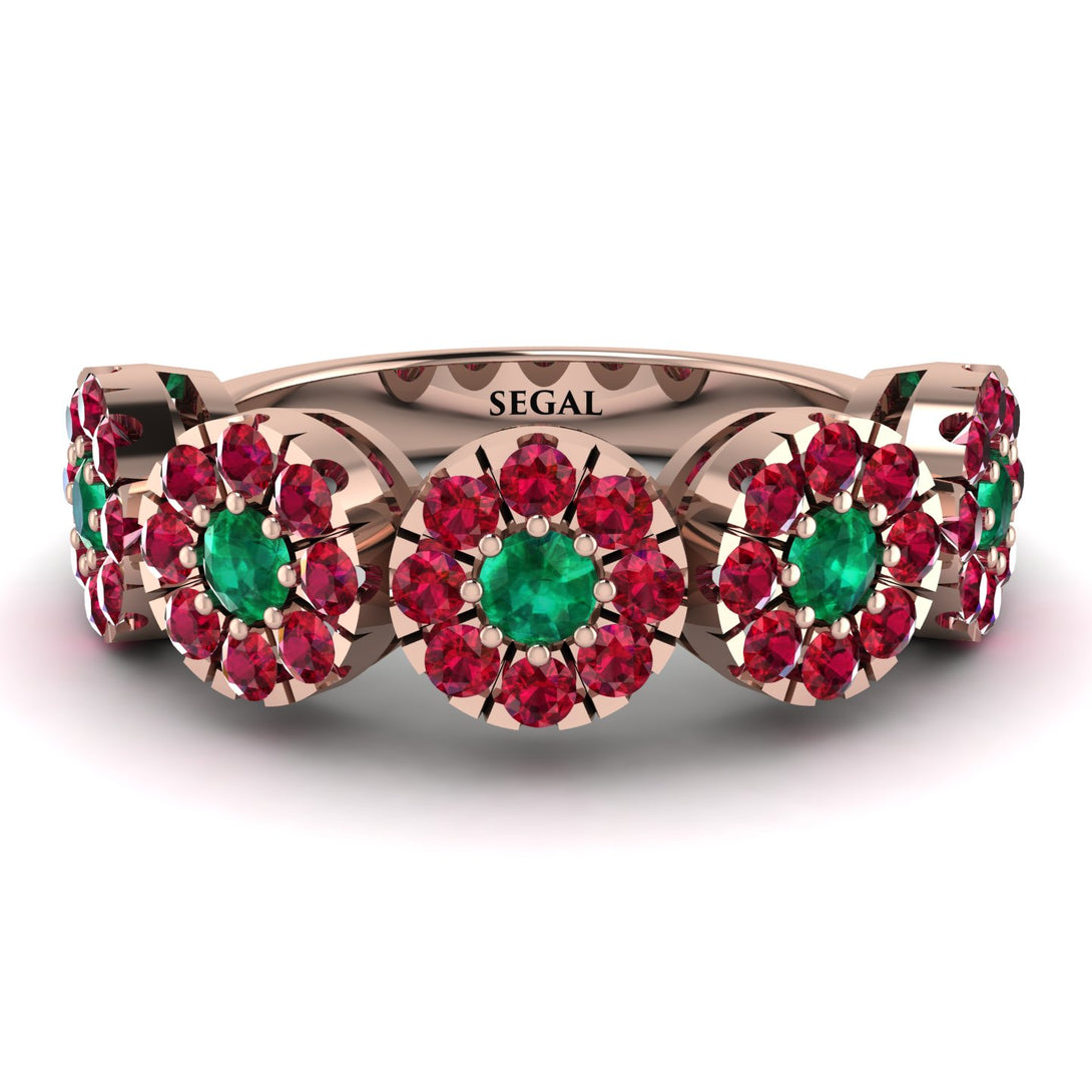 Emerald Blossom Of Eternity Wedding Ring - Yaretzi No. 50