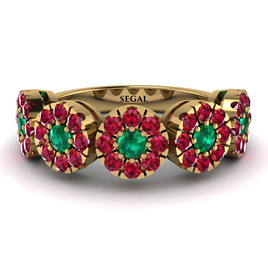 Emerald Blossom Of Eternity Wedding Ring - Yaretzi No. 49