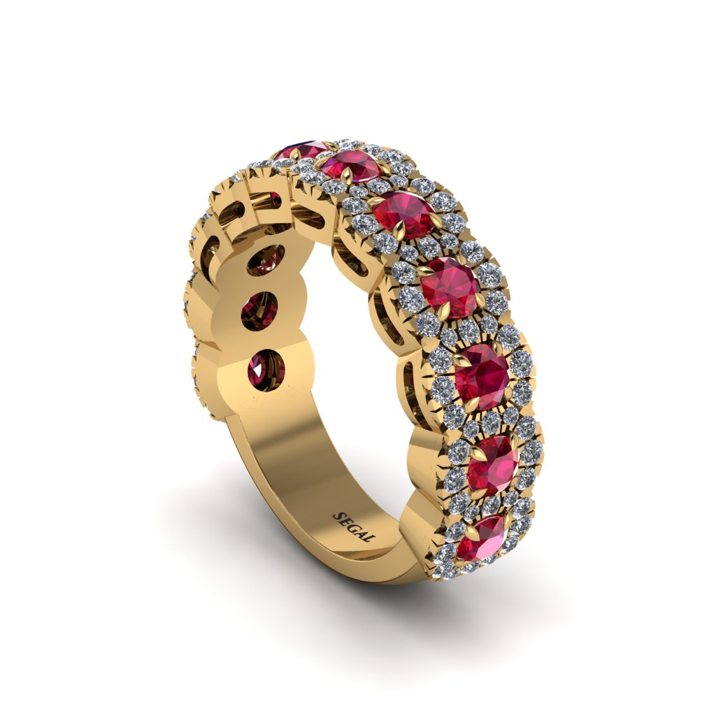 Ruby Blossoming Love Halo Wedding Band - Annalise No. 10