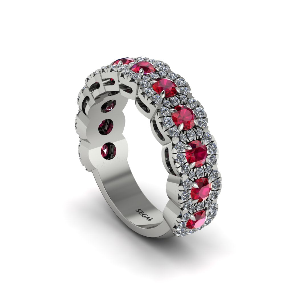 Ruby Blossoming Love Halo Wedding Band - Annalise No. 12