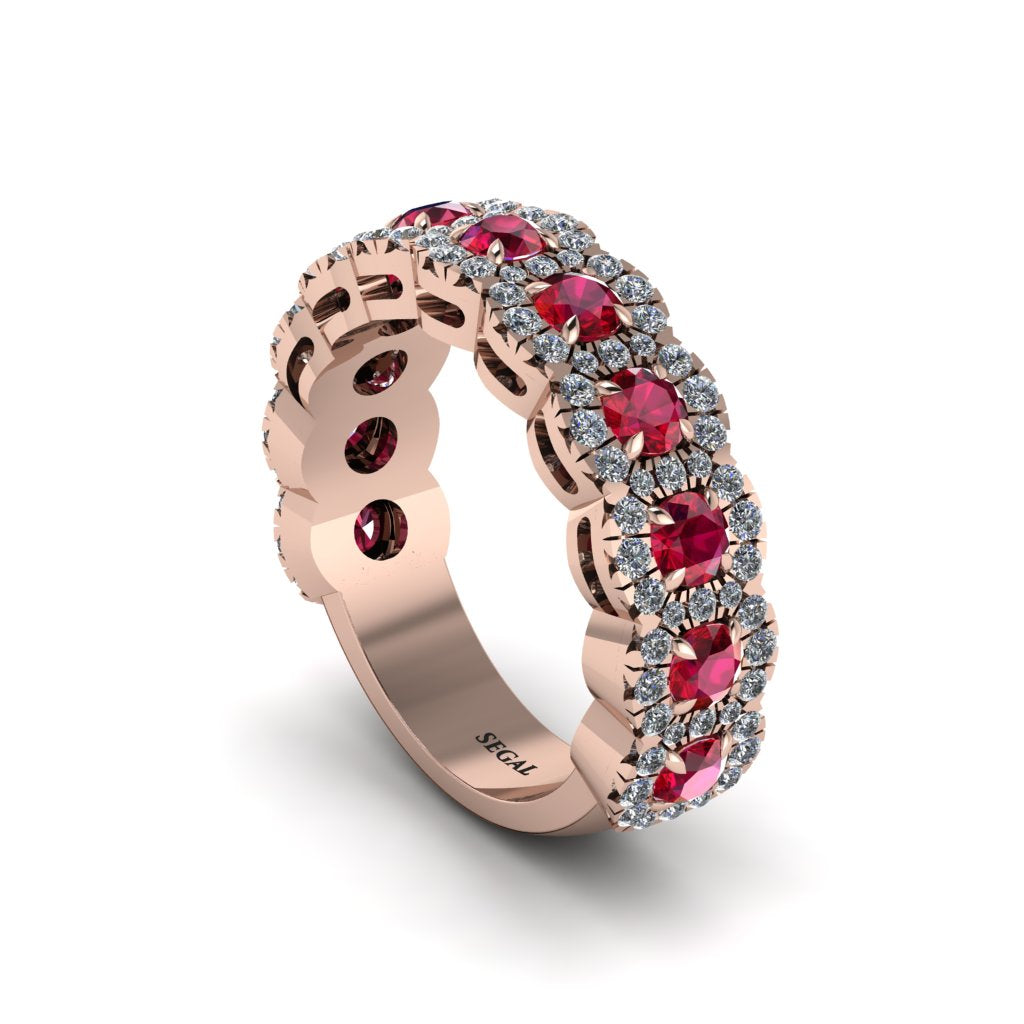Ruby Blossoming Love Halo Wedding Band - Annalise No. 11