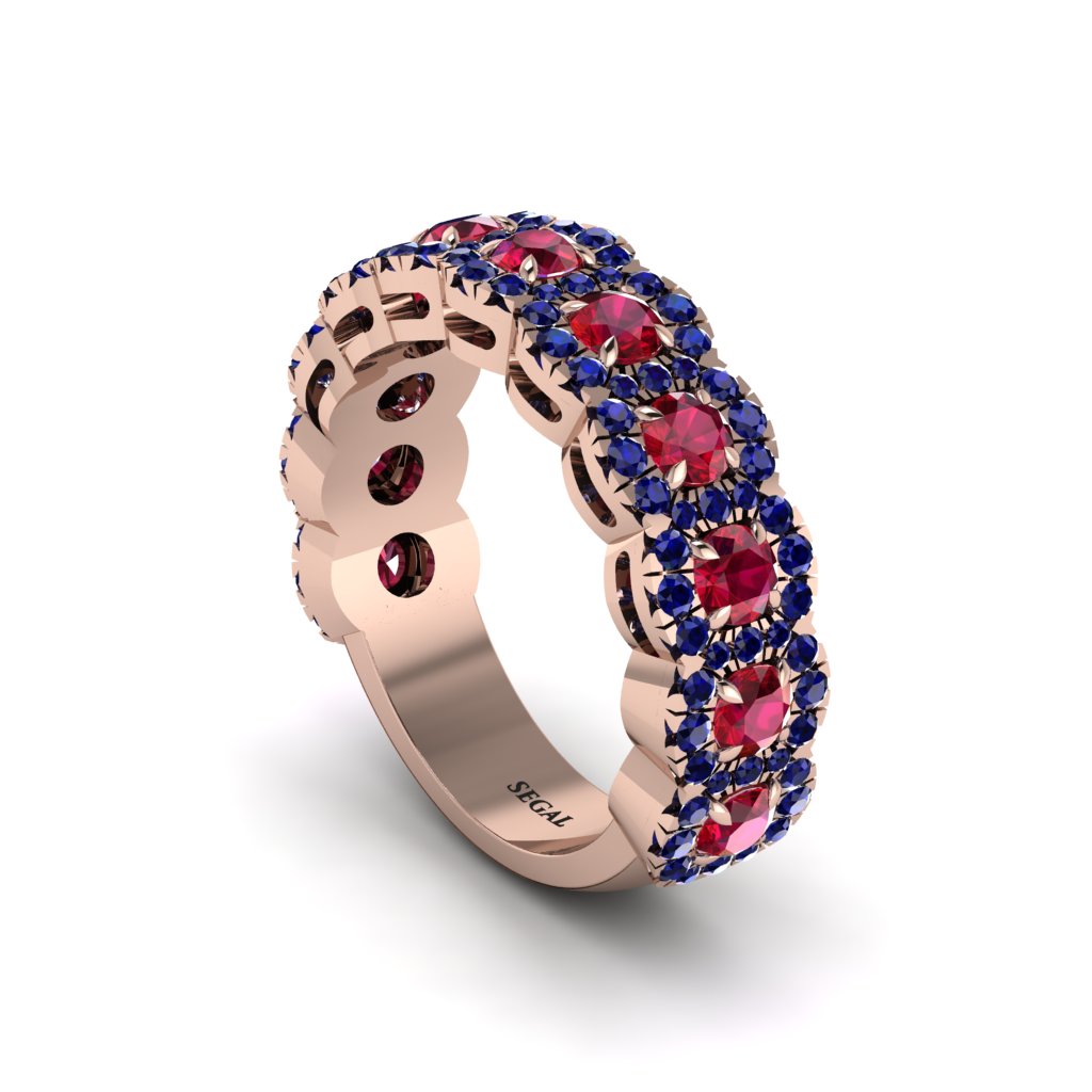 Ruby Blossoming Love Halo Wedding Band - Annalise No. 71