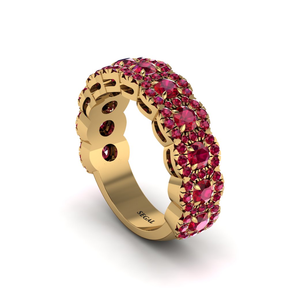 Ruby Blossoming Love Halo Wedding Band - Annalise No. 55