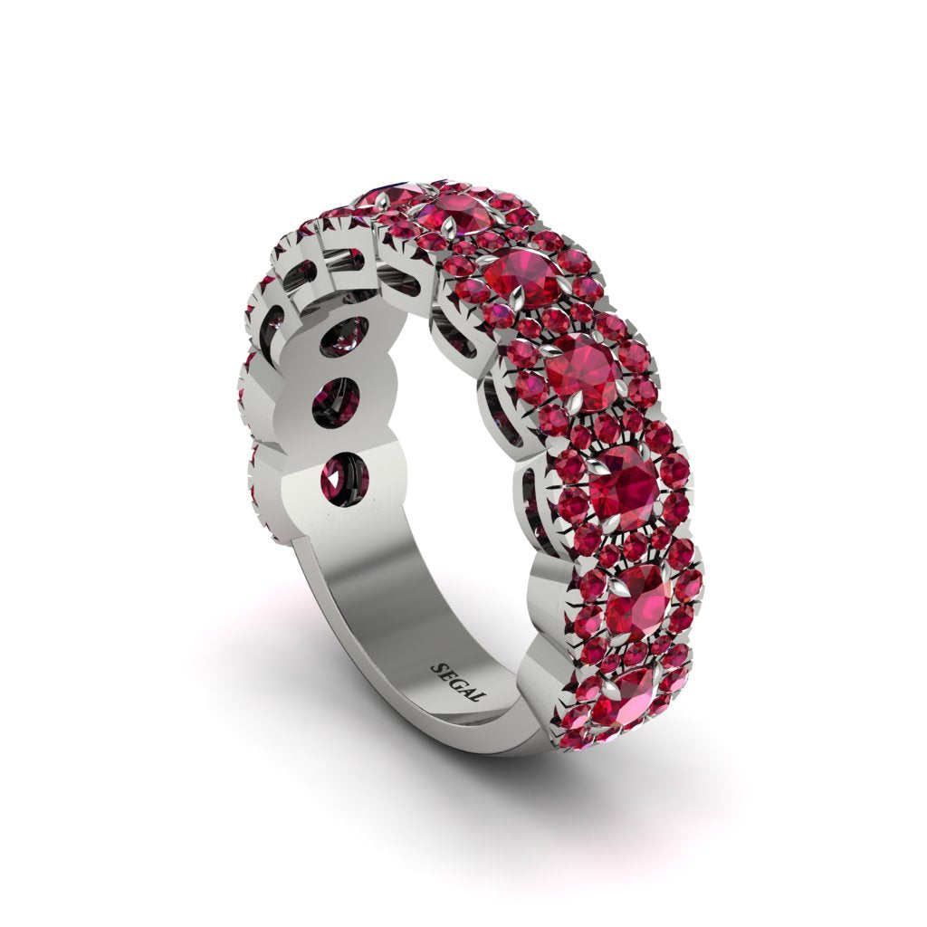 Ruby Blossoming Love Halo Wedding Band - Annalise No. 57
