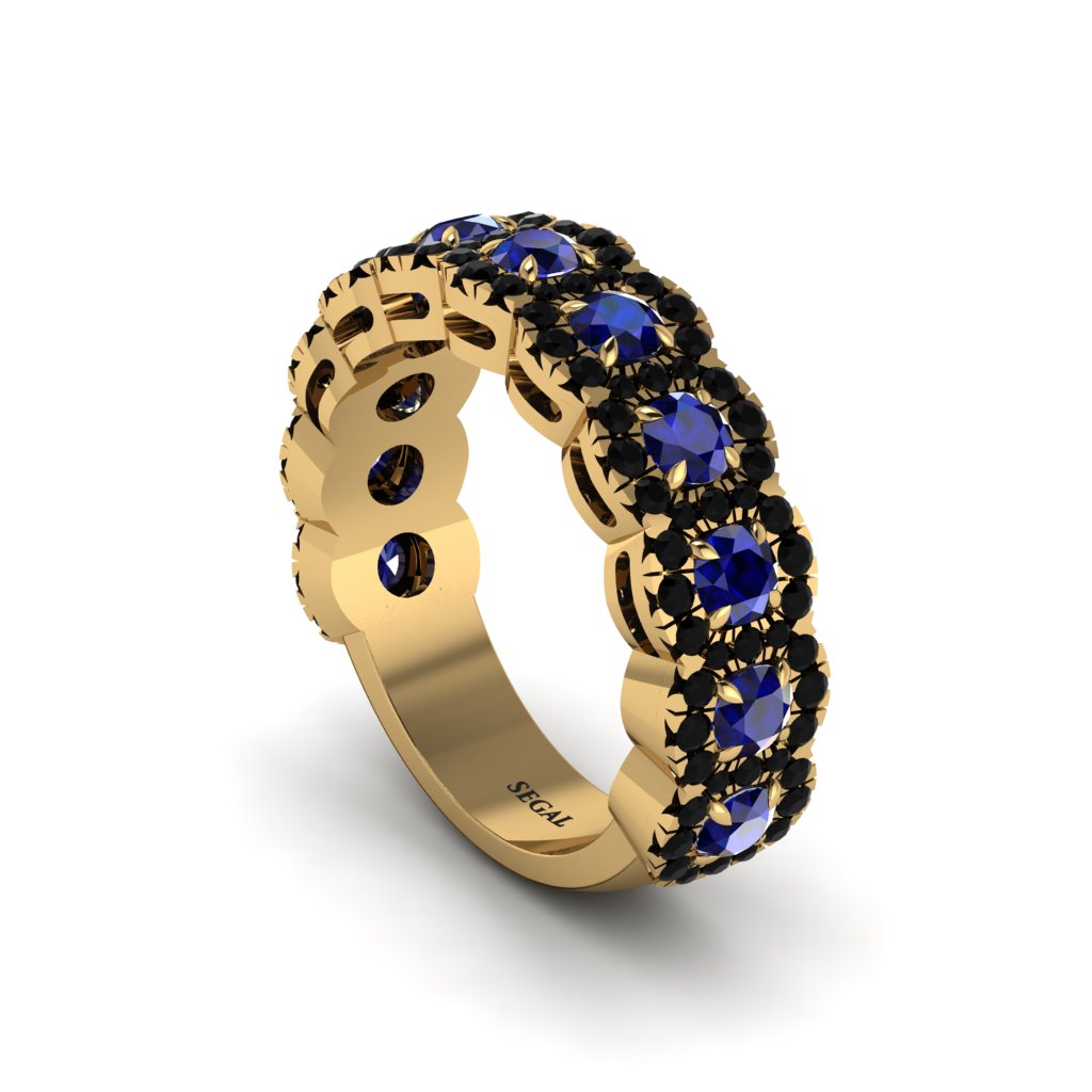 Sapphire Blossoming Love Halo Wedding Band - Annalise No. 43