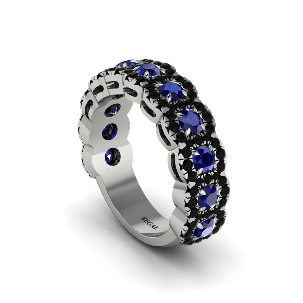 Sapphire Blossoming Love Halo Wedding Band - Annalise No. 45