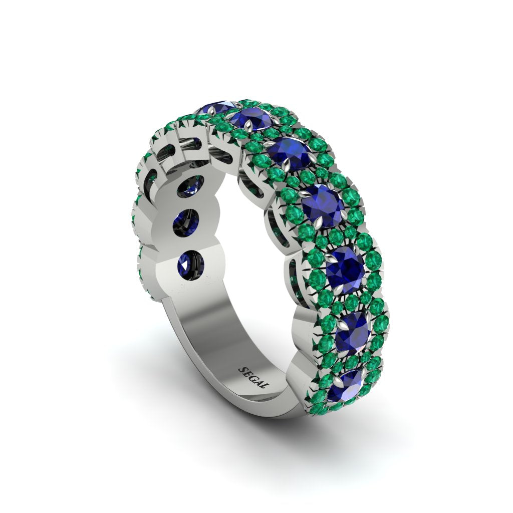 Sapphire Blossoming Love Halo Wedding Band - Annalise No. 30
