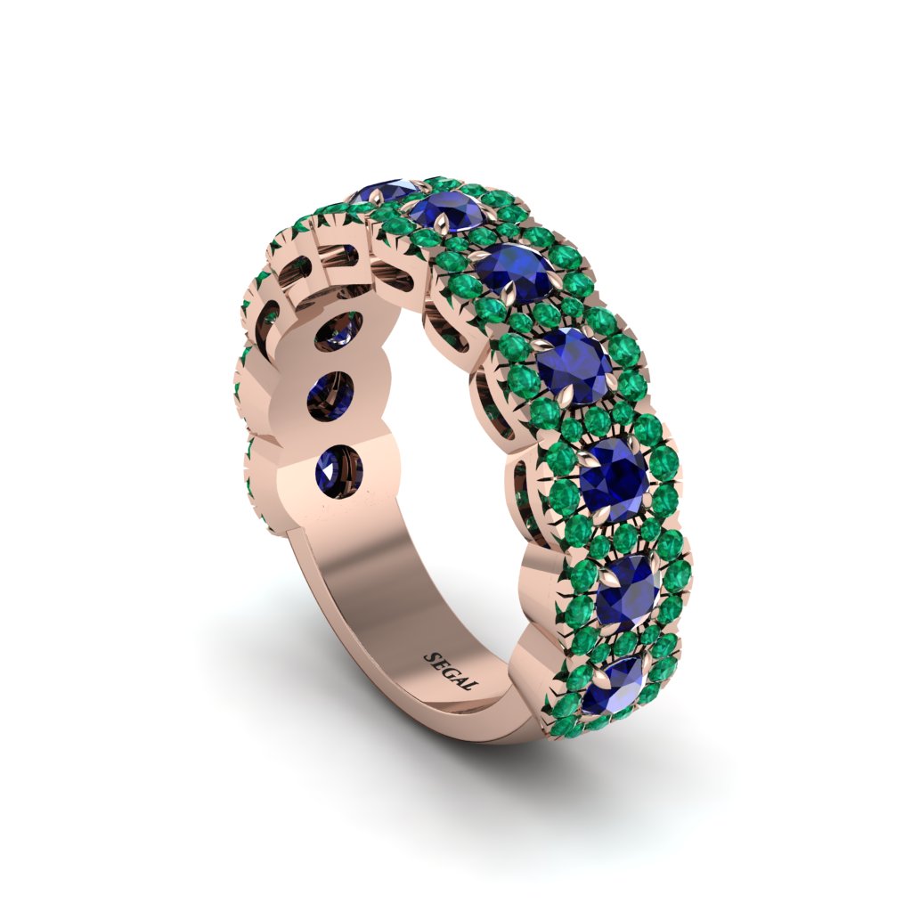 Sapphire Blossoming Love Halo Wedding Band - Annalise No. 29
