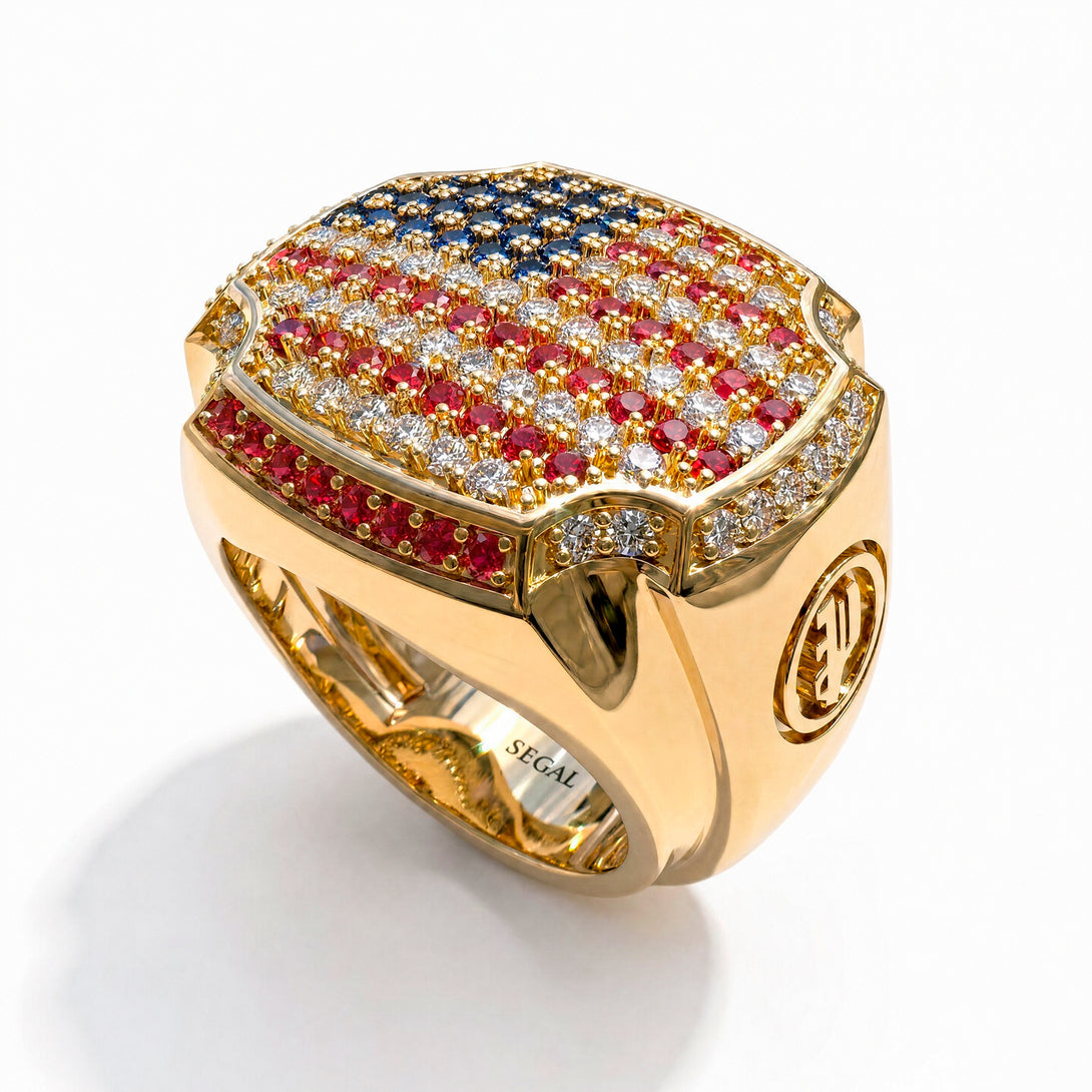 American Flag Men Signet Ring - Carl No. 4
