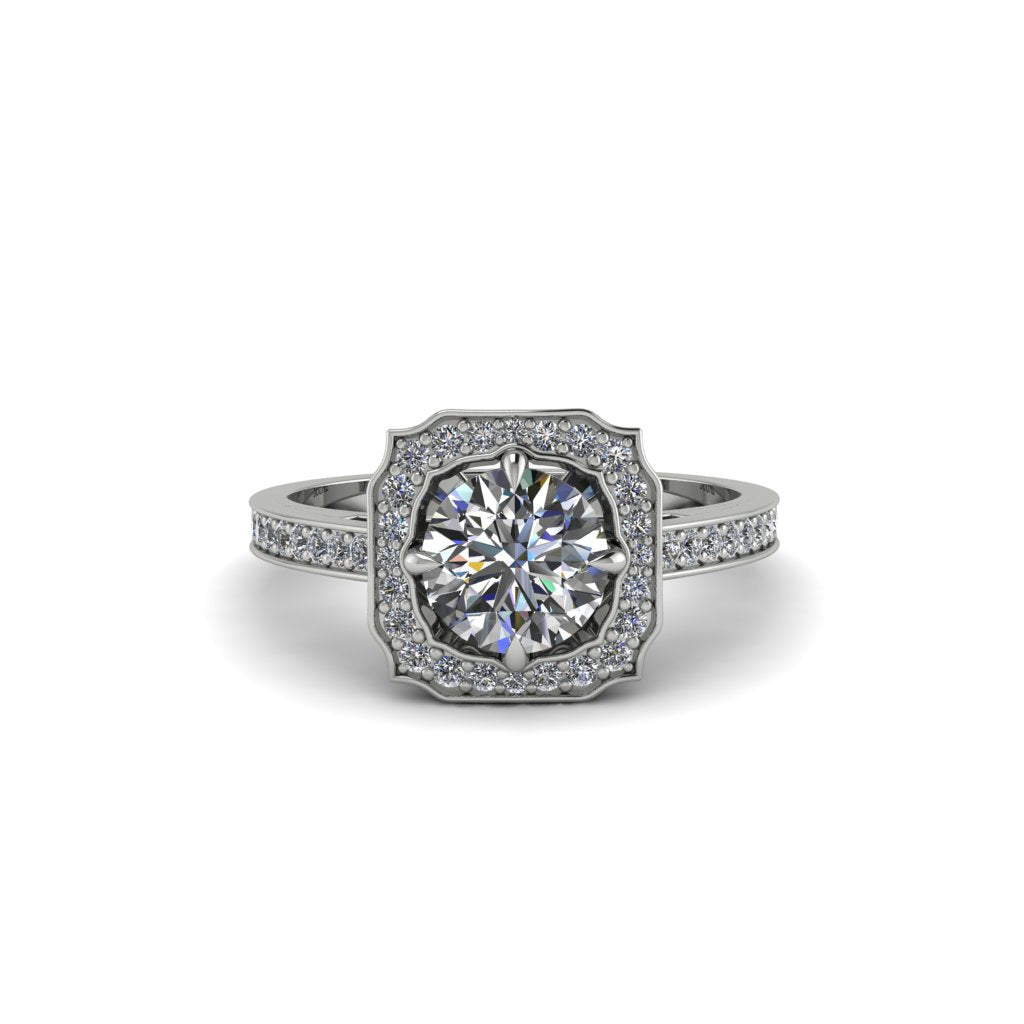 Diamond Cathedral Halo Engagement Ring - Luciana No. 3