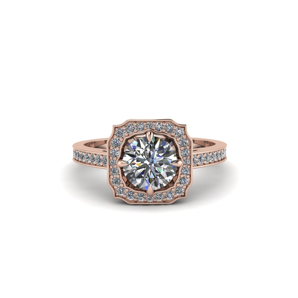 Diamond Cathedral Halo Engagement Ring - Luciana No. 2