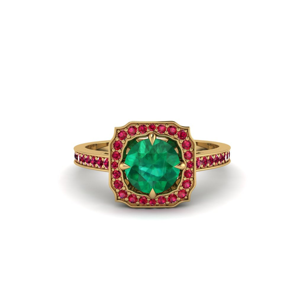 Emerald Cathedral Halo Engagement Ring - Luciana No. 49