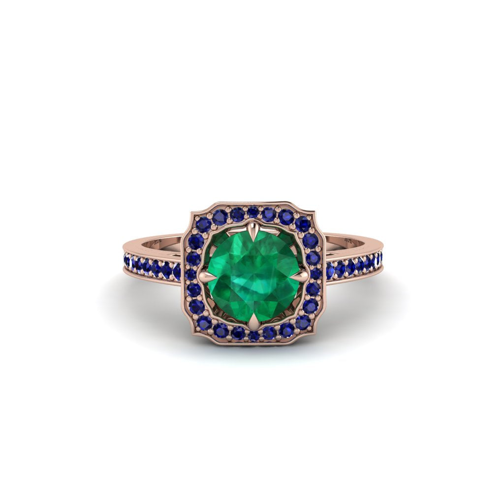 Emerald Cathedral Halo Engagement Ring - Luciana No. 65