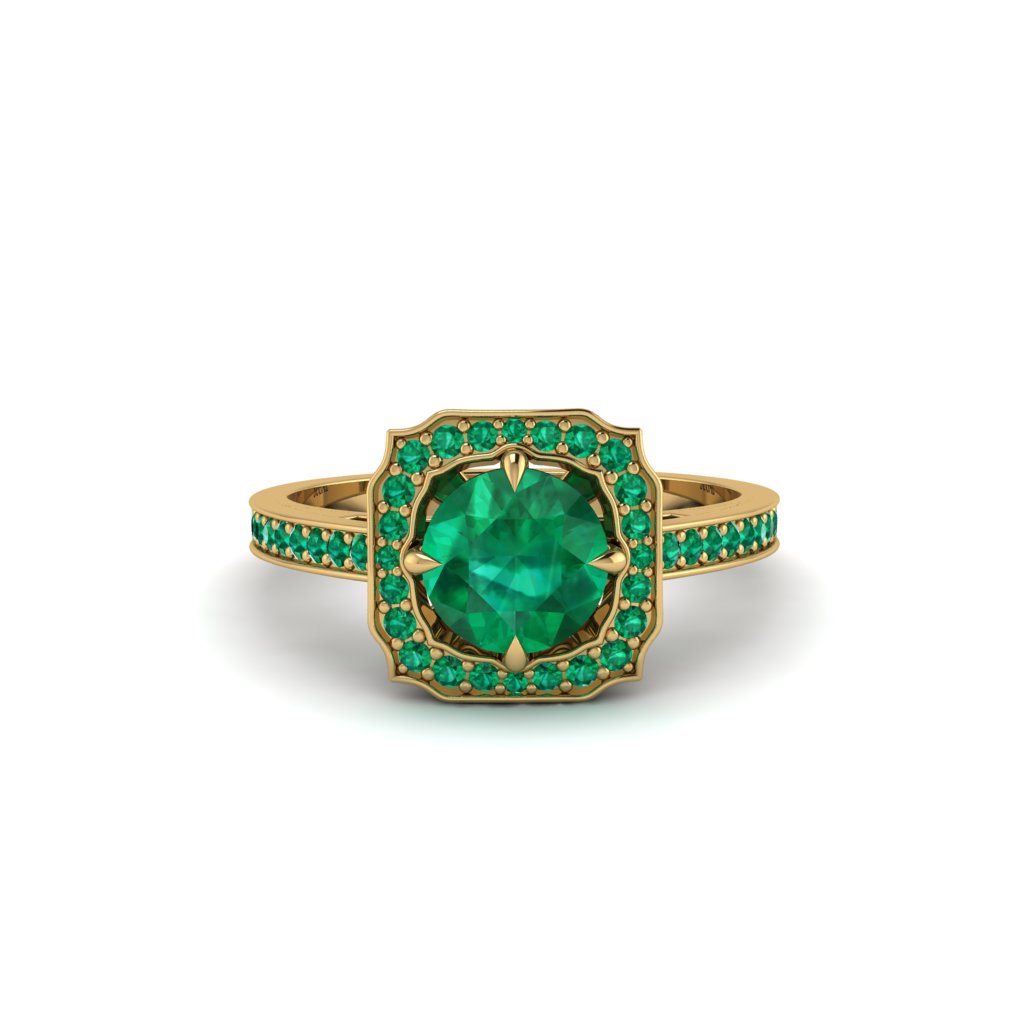 Emerald Cathedral Halo Engagement Ring - Luciana No. 19