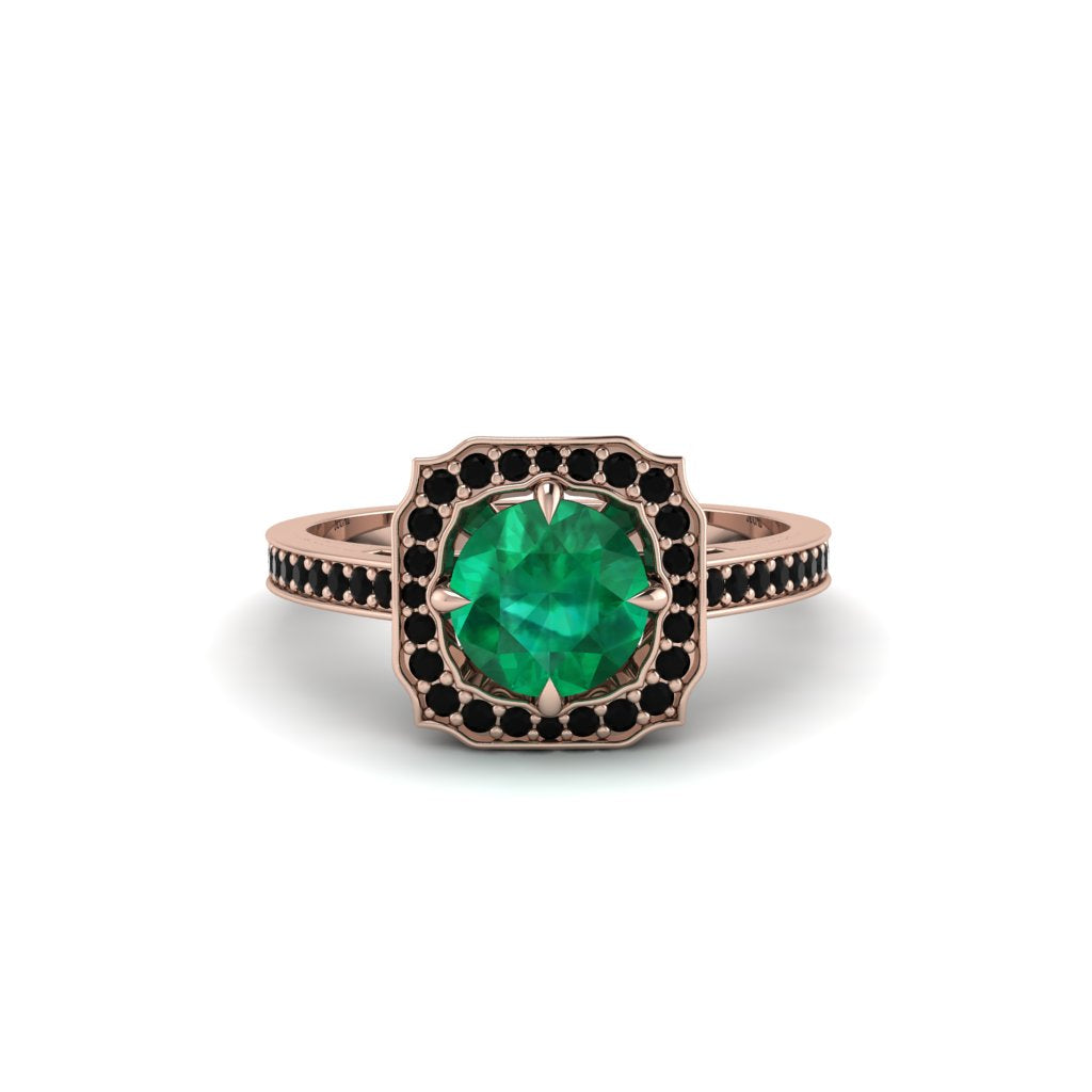 Emerald Cathedral Halo Engagement Ring - Luciana No. 35