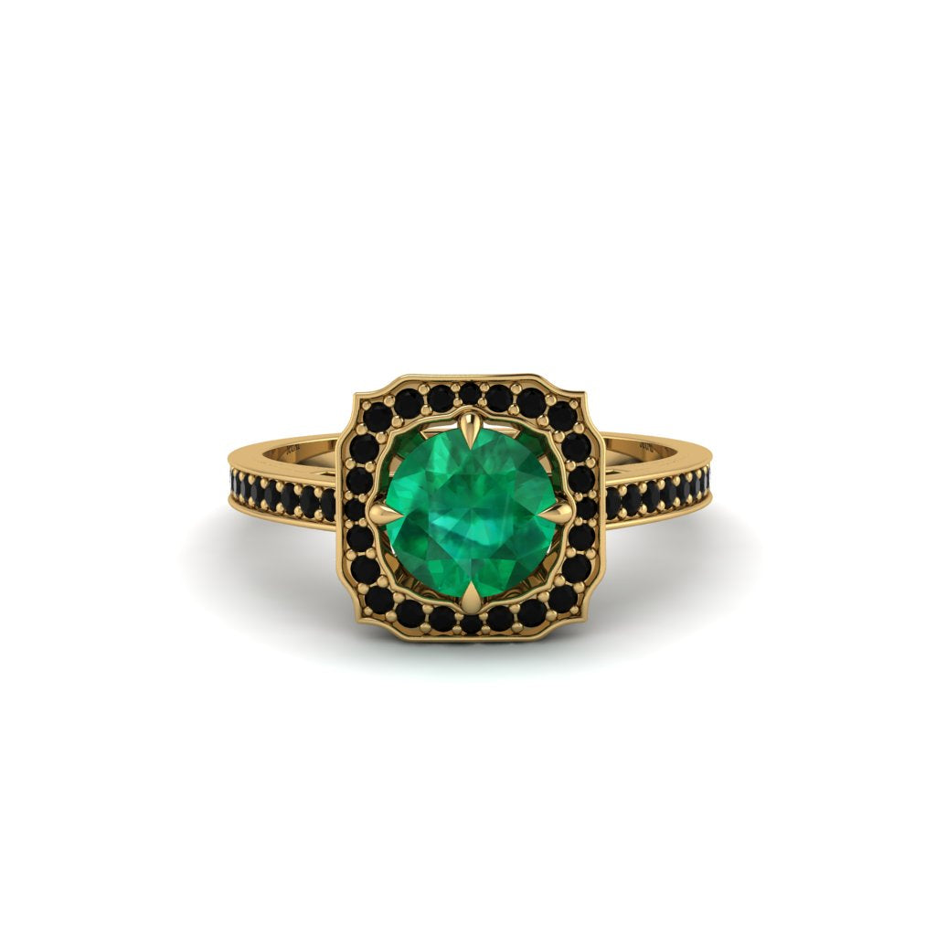 Emerald Cathedral Halo Engagement Ring - Luciana No. 34