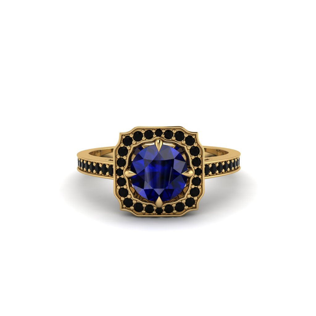 Sapphire Cathedral Halo Engagement Ring - Luciana No. 43