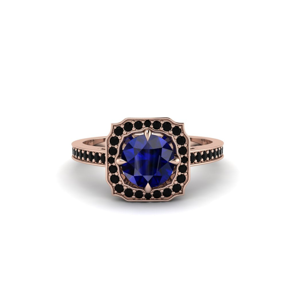 Sapphire Cathedral Halo Engagement Ring - Luciana No. 44