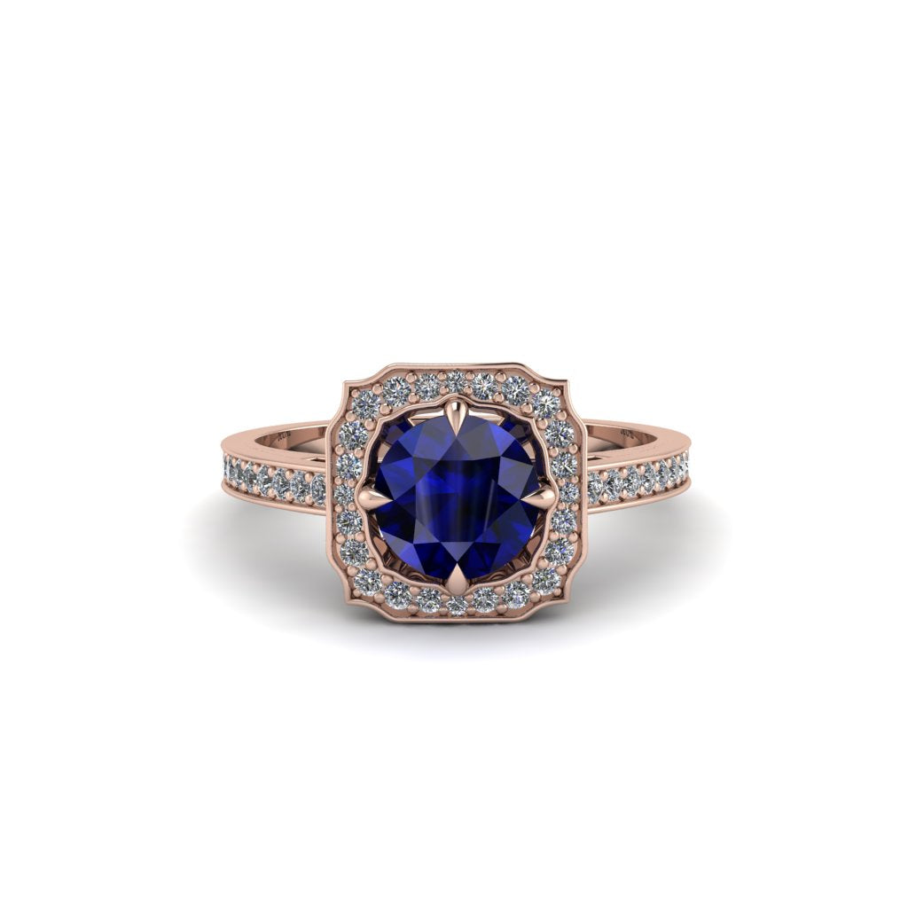 Sapphire Cathedral Halo Engagement Ring - Luciana No. 14
