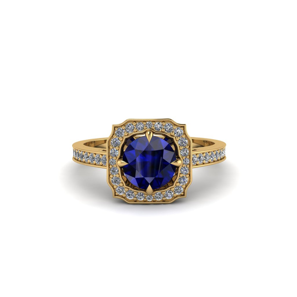 Sapphire Cathedral Halo Engagement Ring - Luciana No. 13