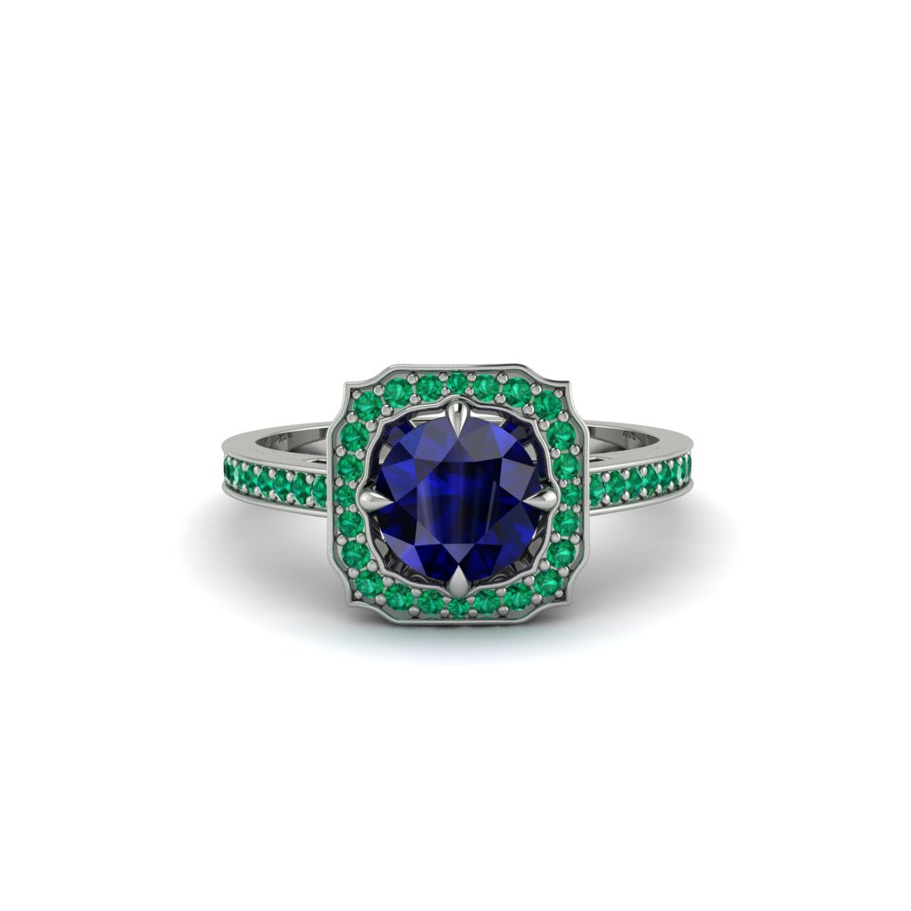 Sapphire Cathedral Halo Engagement Ring - Luciana No. 30