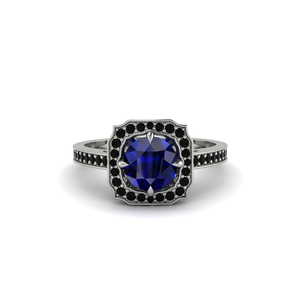 Sapphire Cathedral Halo Engagement Ring - Luciana No. 45