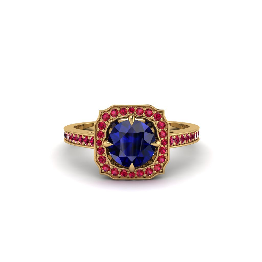 Sapphire Cathedral Halo Engagement Ring - Luciana No. 58