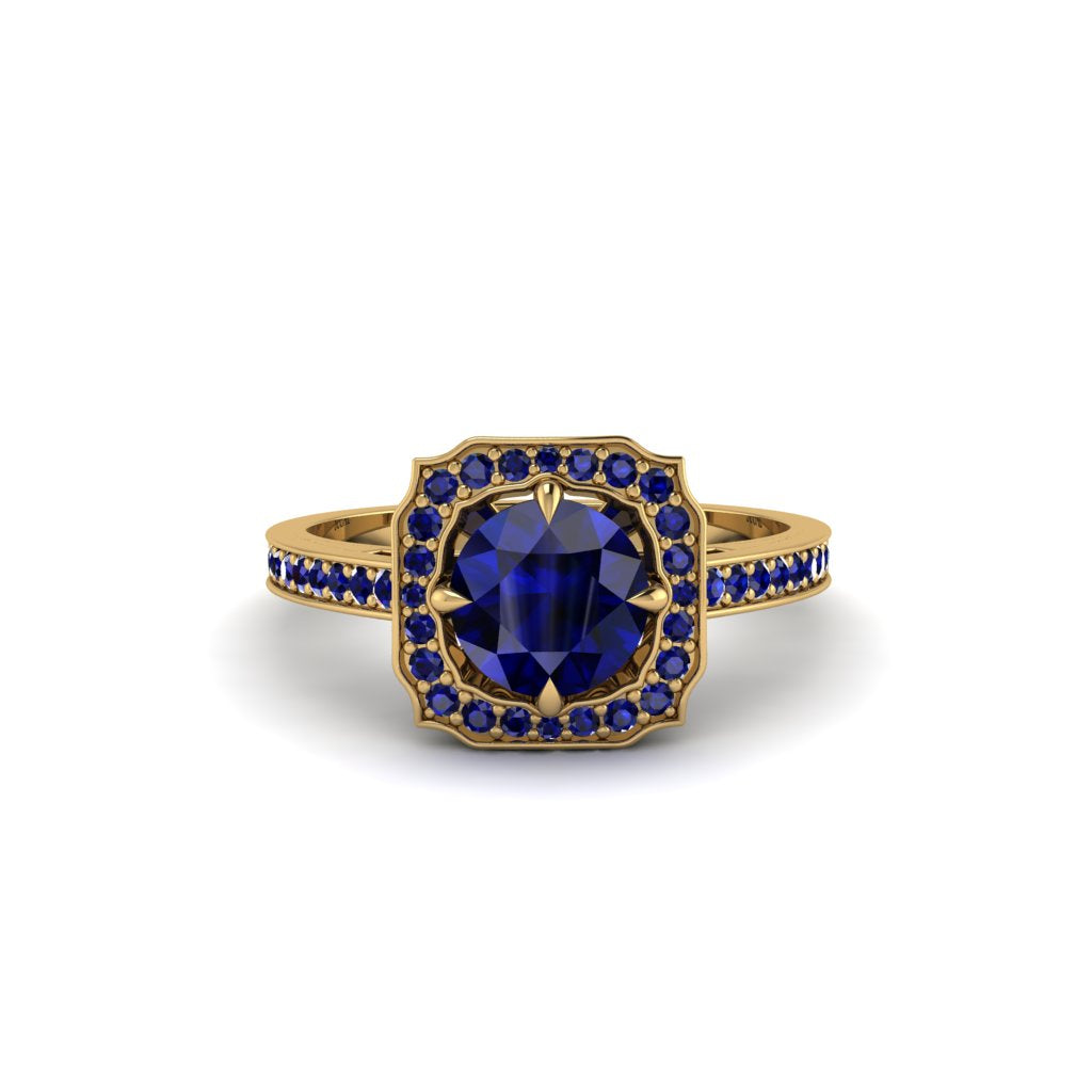 Sapphire Cathedral Halo Engagement Ring - Luciana No. 73