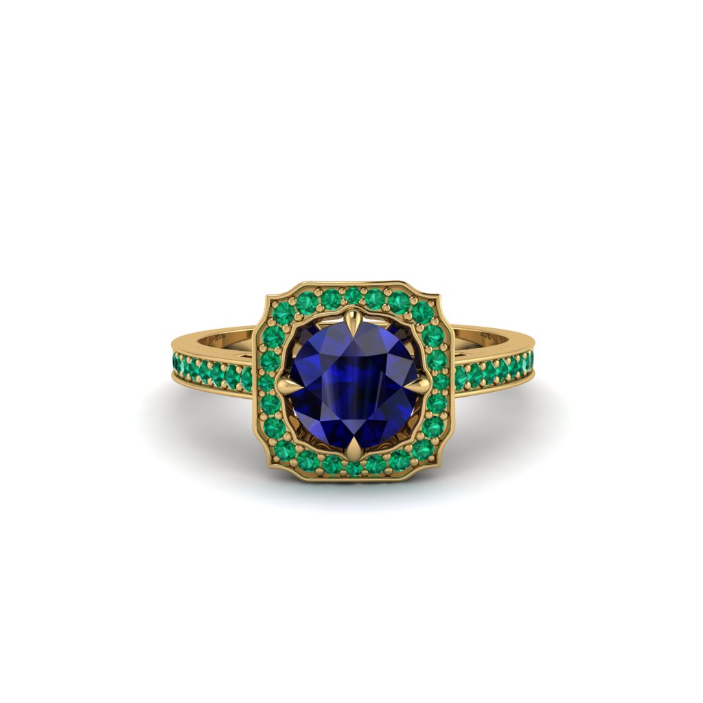 Sapphire Cathedral Halo Engagement Ring - Luciana No. 28
