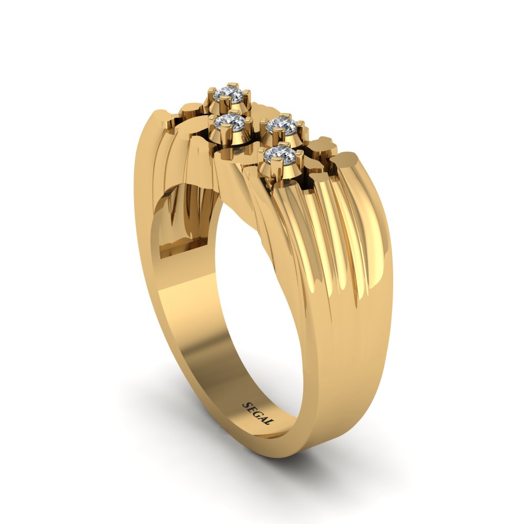 Diamond Cluster Elegance Men's Fashion Ring - Navy No. 1