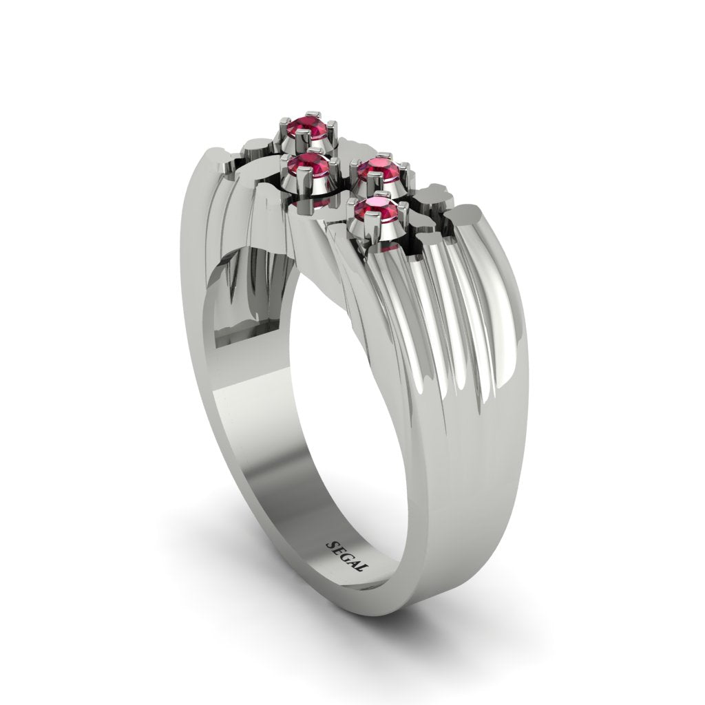 Ruby Cluster Elegance Men's Fashion Ring - Navy No. 12