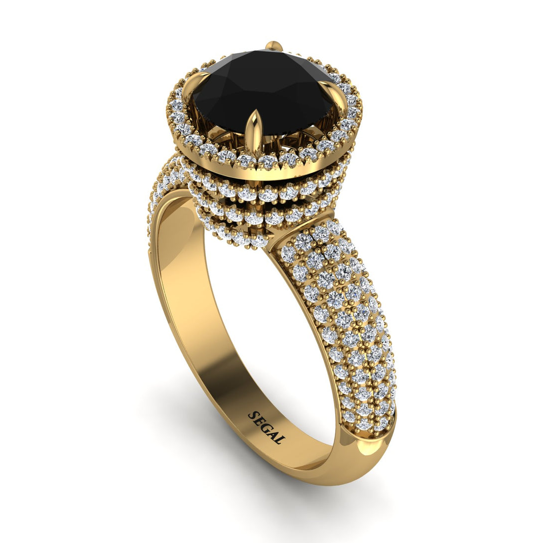 Black Diamond Cluster Halo Engagement Ring - Katie No. 7