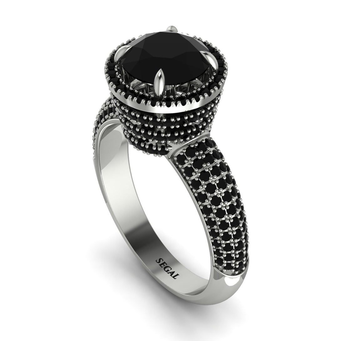 Black Diamond Cluster Halo Engagement Ring - Katie No. 39