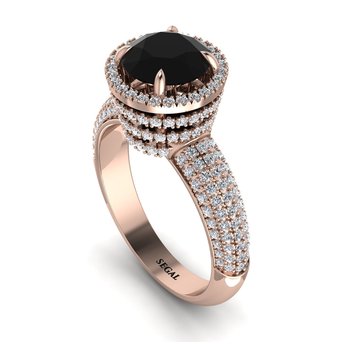 Black Diamond Cluster Halo Engagement Ring - Katie No. 8