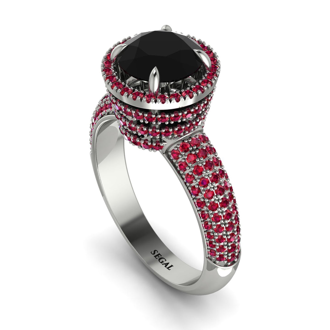 Black Diamond Cluster Halo Engagement Ring - Katie No. 54