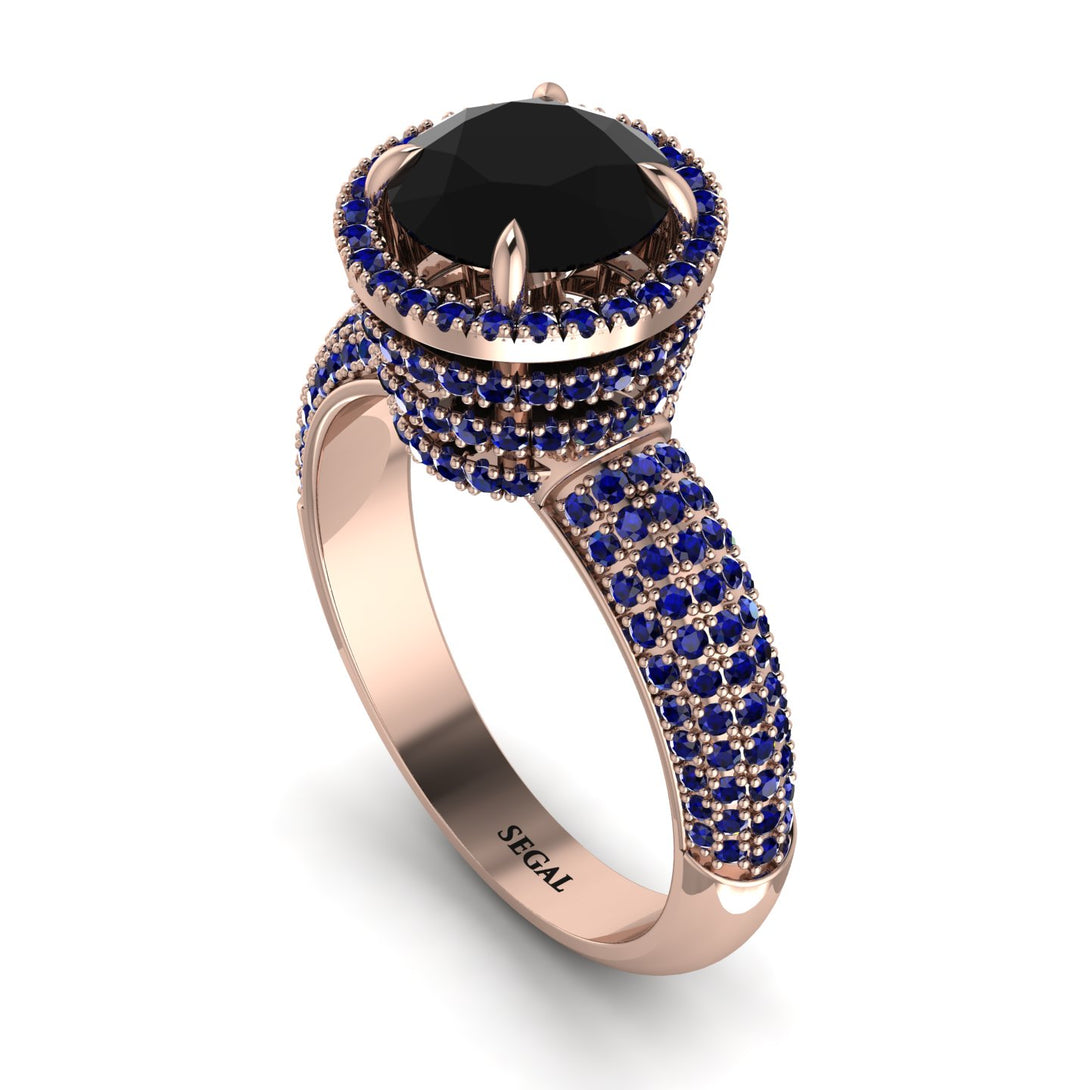 Black Diamond Cluster Halo Engagement Ring - Katie No. 68
