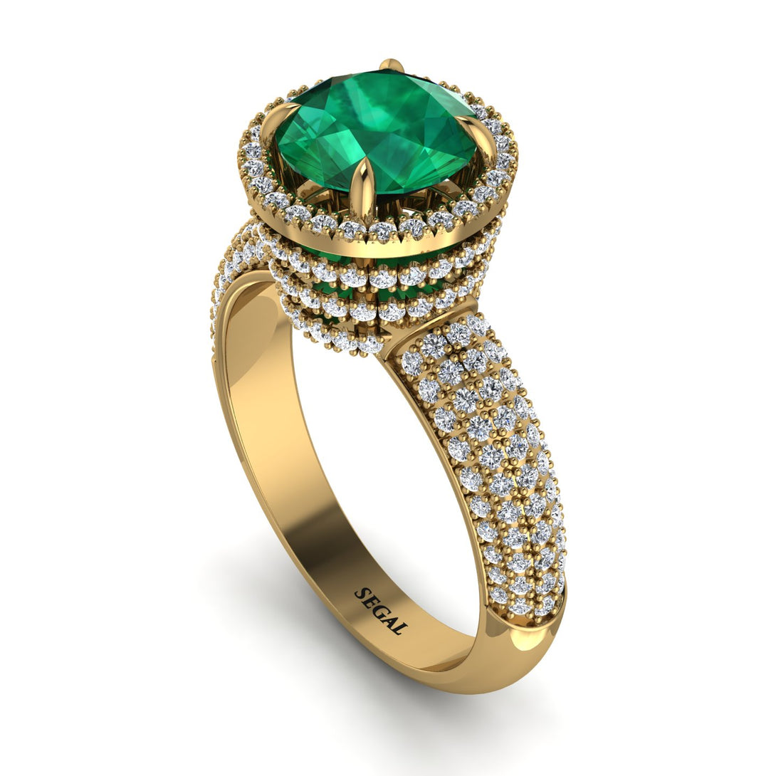 Emerald Cluster Halo Engagement Ring - Katie No. 4