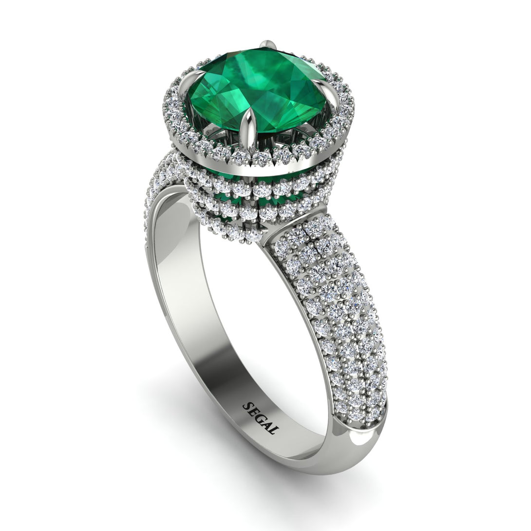 Emerald Cluster Halo Engagement Ring - Katie No. 6