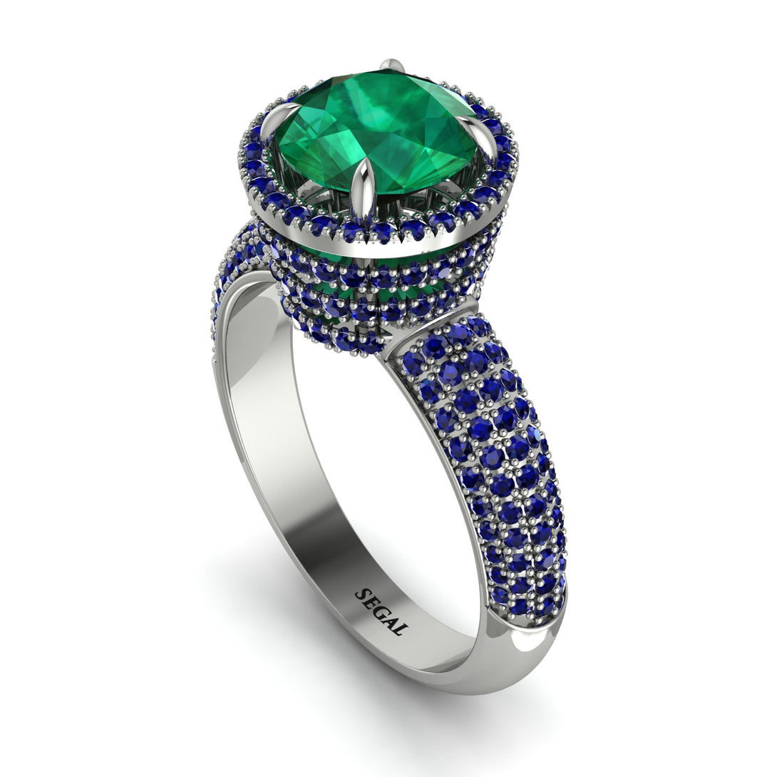 Emerald Cluster Halo Engagement Ring - Katie No. 66