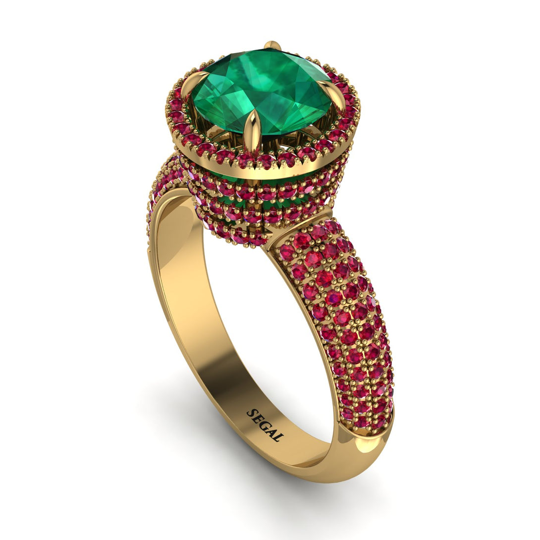 Emerald Cluster Halo Engagement Ring - Katie No. 49